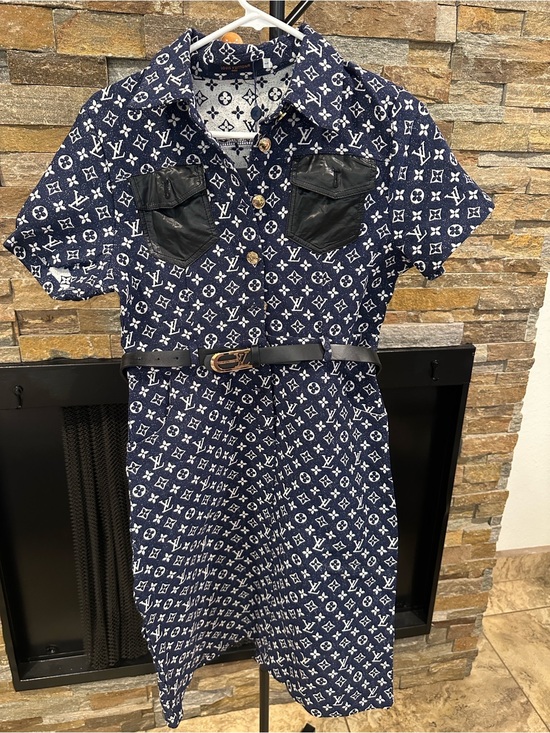 Guangzhou Dresses & Skirts - Navy and White Monogram Button-Up Jacket with Black Pockets size S